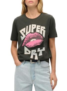 Maglietta Superdry Lo-Fi Punk nera per donna