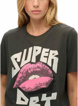 Maglietta Superdry Lo-Fi Punk nera per donna