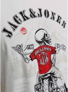 Maglietta Jack and Jones Skull Bianco per uomo