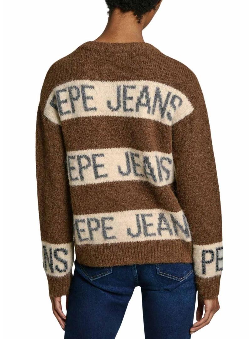 Maglione Pepe Jeans Helmi Marrone per donna