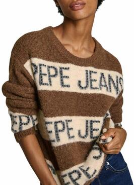 Maglione Pepe Jeans Helmi Marrone per donna