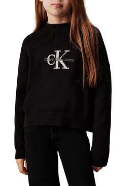 Maglione Calvin Klein Monologo Nero per ragazza