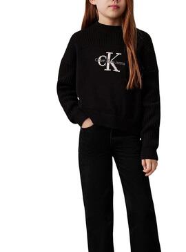 Maglione Calvin Klein Monologo Nero per ragazza