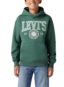 Felpa con Cappuccio Levis Sporty Verde per ragazzo