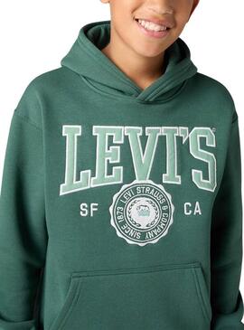 Felpa con Cappuccio Levis Sporty Verde per ragazzo