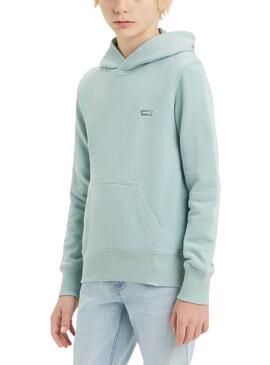 Felpa con Cappuccio Levis Mini Batwing Turchese per ragazzo