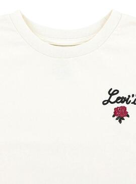 Maglietta Levis Rose bianca oversize per bambina