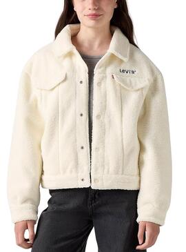 Giacca Levis Sherpa Boxy Fit Beige per Bambina