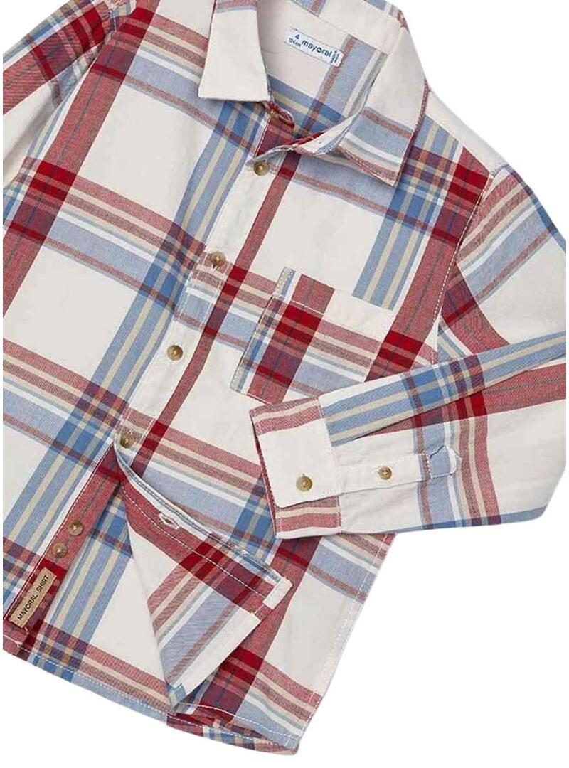 Camicia Mayoral a quadretti bordeaux per bambino