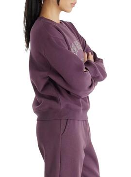  Felpa New Balance Graphic Fleece Crew Viola per donna