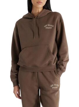 Felpa con Cappuccio New Balance Graphic Fleece Marrone per donna