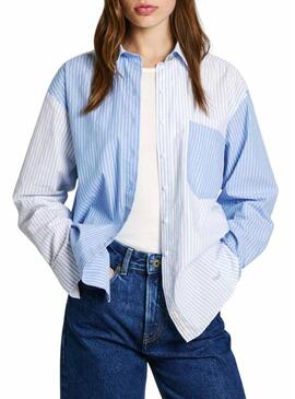 Camicia Pepe Jeans Robby A Righe Blu per donna