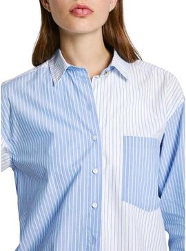 Camicia Pepe Jeans Robby A Righe Blu per donna