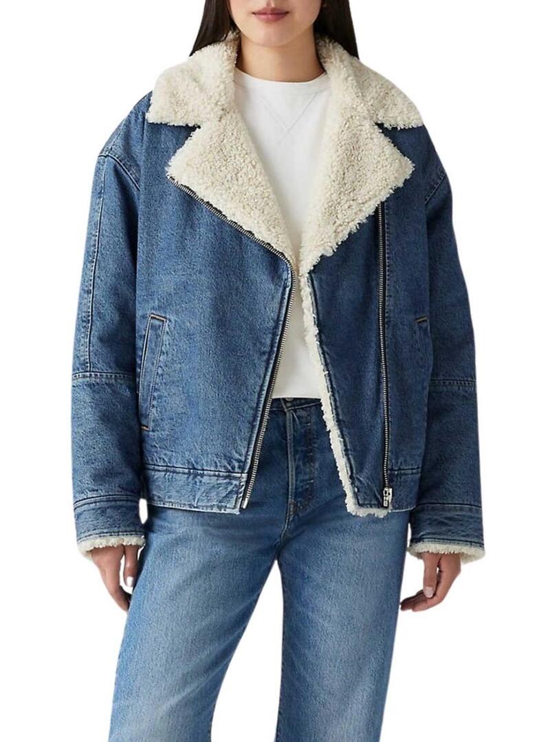 Giacca Denim Sherpa Flight Levis con Pelliccia per donna