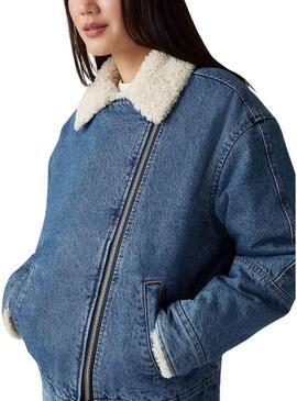 Giacca Denim Sherpa Flight Levis con Pelliccia per donna