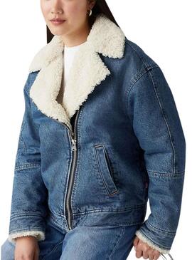 Giacca Denim Sherpa Flight Levis con Pelliccia per donna