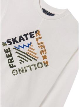 Maglietta Mayoral Skater Life Crema per ragazzo