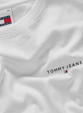 Maglietta Tommy Jeans Slim Linear bianca per donna