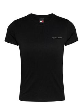 Maglietta Tommy Jeans Slim Linear nera per donna