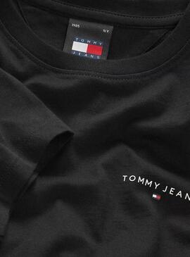 Maglietta Tommy Jeans Slim Linear nera per donna