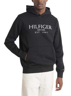 Felpa Tommy Hilfiger Big Logo nera per uomo.