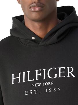 Felpa Tommy Hilfiger Big Logo nera per uomo.