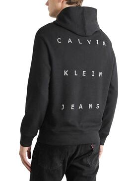 Felpa Calvin Klein Jeans Stamp nera per uomo