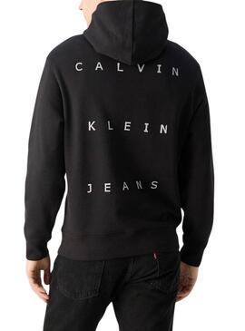 Felpa Calvin Klein Jeans Stamp nera per uomo