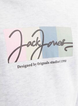 Felpa Colorblock Jack and Jones Bianca per ragazzo