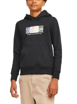 Felpa Jack and Jones Colorblock Nera per ragazzo