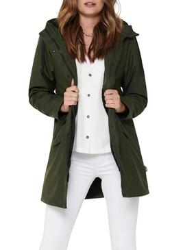 Cappotto Impermeabile Only Sally Verde per donna