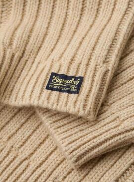 Maglia Superdry Cable Zip Beige per donna