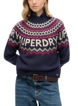 Maglia Superdry Fairisle Blu Marino per donna