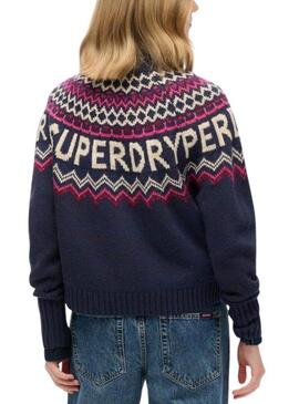 Maglia Superdry Fairisle Blu Marino per donna