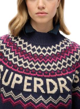 Maglia Superdry Fairisle Blu Marino per donna