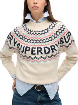 Maglia Superdry Fairisle Beige per donna