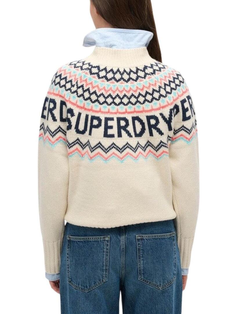 Maglia Superdry Fairisle Beige per donna