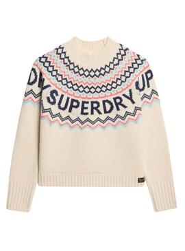 Maglia Superdry Fairisle Beige per donna