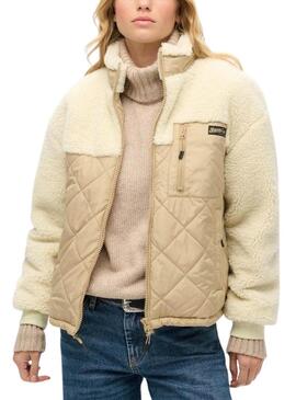 Giacca Superdry Fleece Beige per donna