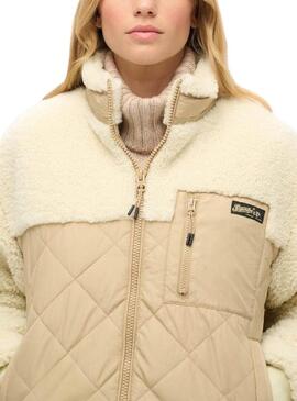 Giacca Superdry Fleece Beige per donna