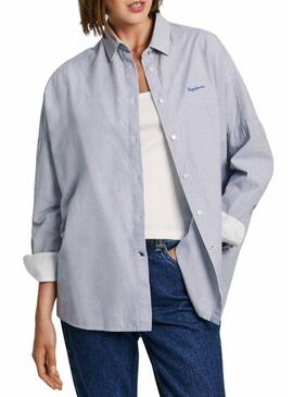 Camicia Pepe Jeans Paulas A Righe Blu per donne