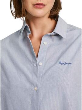 Camicia Pepe Jeans Paulas A Righe Blu per donne