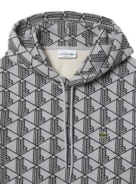 Felpa Monogram Lacoste grigia per uomo