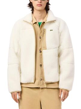 Giacca Lacoste in Sherpa Beige per uomini