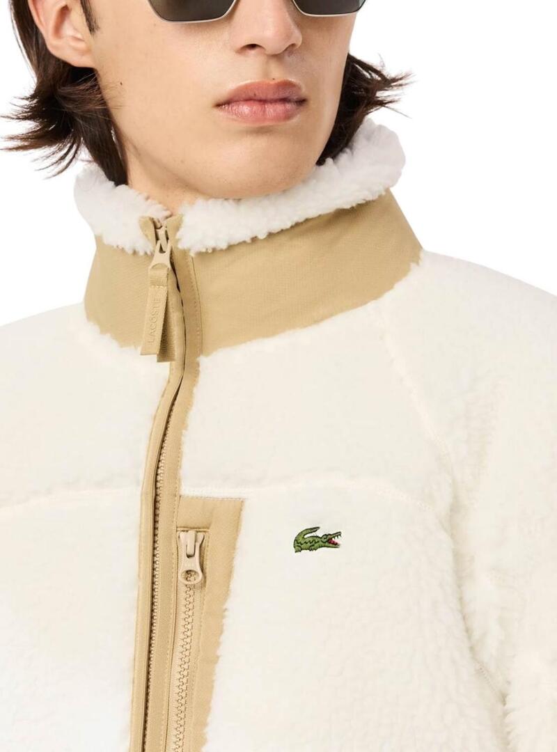 Giacca Lacoste in Sherpa Beige per uomini