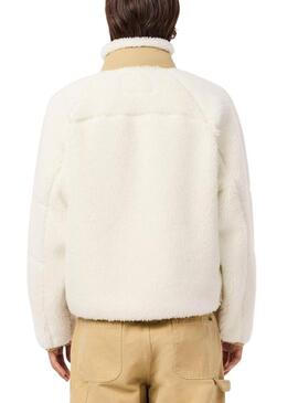 Giacca Lacoste in Sherpa Beige per uomini