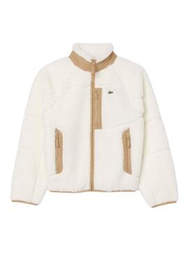 Giacca Lacoste in Sherpa Beige per uomini