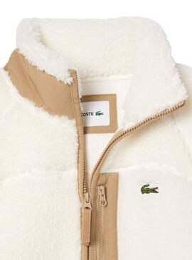 Giacca Lacoste in Sherpa Beige per uomini