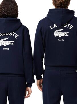 Felpa Lacoste Paris Hood Blu Marino per donne e uomini