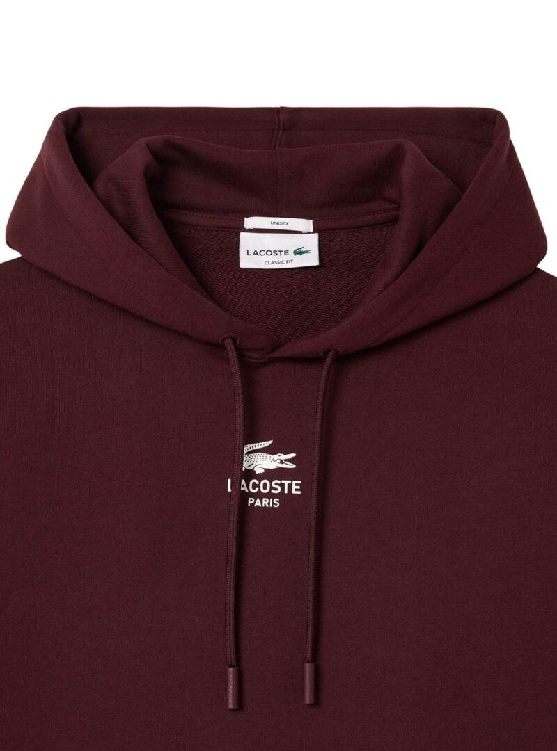 Felpa Paris Lacoste bordeaux per uomo e donna